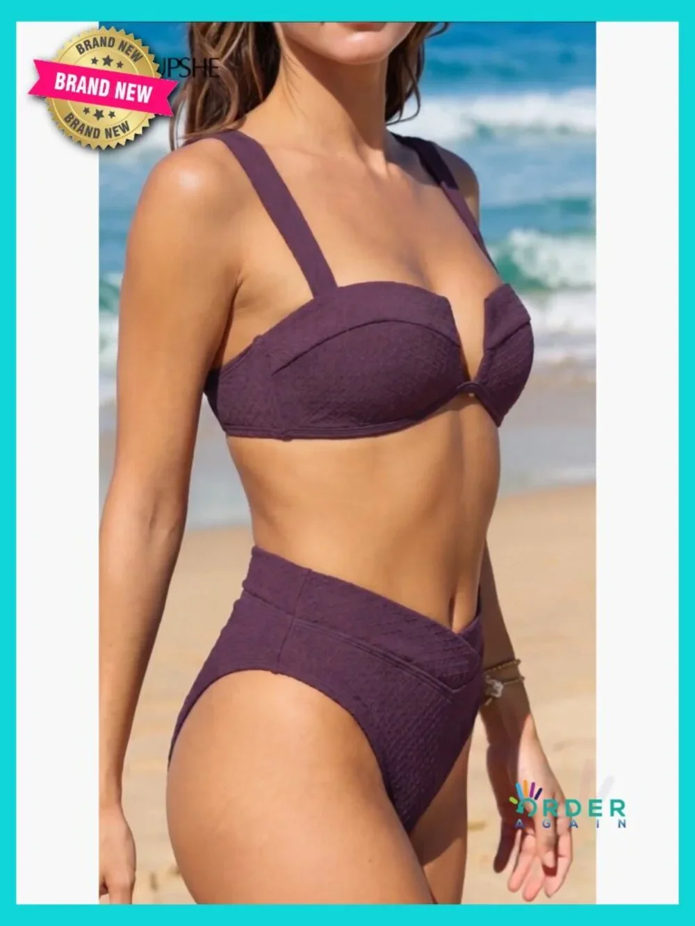 High Waisted Bikini Set Push Up Cups Adjustable Straps Two Piece Swimwear